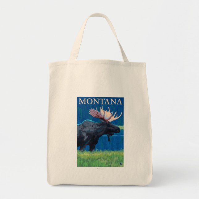 Bolso De Tela Poster de Viajes de MontanaMoose (Frente)