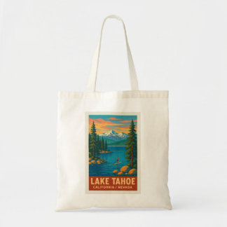 Bolso De Tela Poster de viajes por el lago Tahoe Vintage