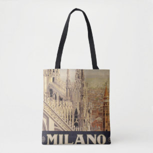 Bolso De Tela Poster De Viajes Vintage De Catedral En Milán, Ita