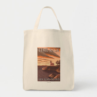 Bolso De Tela Poster de Viajes Vintage del faro de Lime Kiln