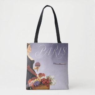 Bolso De Tela Poster De Viajes Vintage, París Vía Constellation