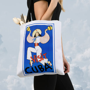 Bolso De Tela Poster de Viajes Vintage, Visita La Habana Cuba, M