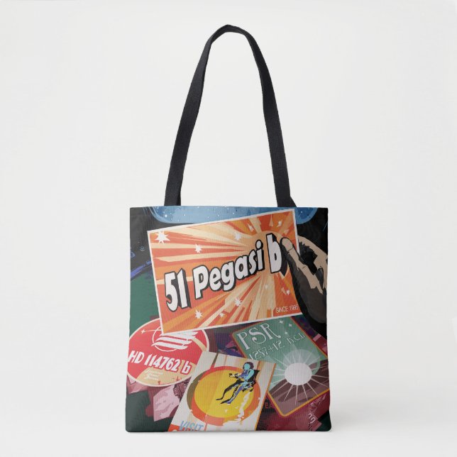Bolso De Tela Poster del espacio retro-Exoplanet Discovery 51 Pe (Anverso)