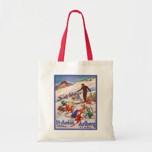Bolso De Tela Poster del esquí del vintage, St Antón, Arlberg,