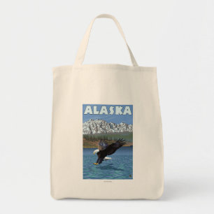 Bolso De Tela Poster del viaje del vintage de AlaskaBald Eagle