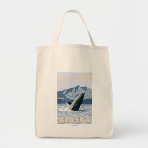 Bolso De Tela Poster del viaje del vintage de la ballena de