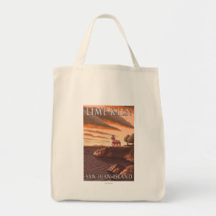 Bolso De Tela Poster del viaje del vintage del faro del horno de