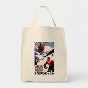 Bolso De Tela Poster ferroviario del promo del teleférico de la