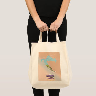 Bolso De Tela Póster ilustrado del mapa de Croacia.