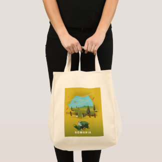 Bolso De Tela Póster ilustrado del mapa de Rumania.