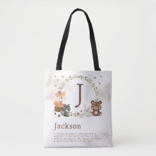 Bolso De Tela Poster Monograma de Woodland Animals Personalizado