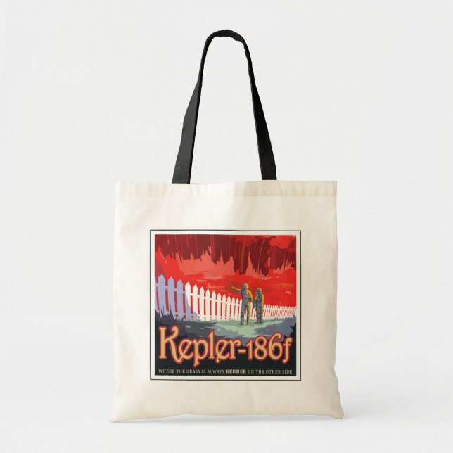 Bolso De Tela Poster Retro Espacial De Kepler-186f. (Frente)