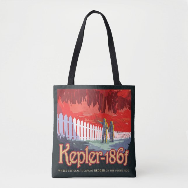 Bolso De Tela Poster Retro Espacial De Kepler-186f. (Anverso)