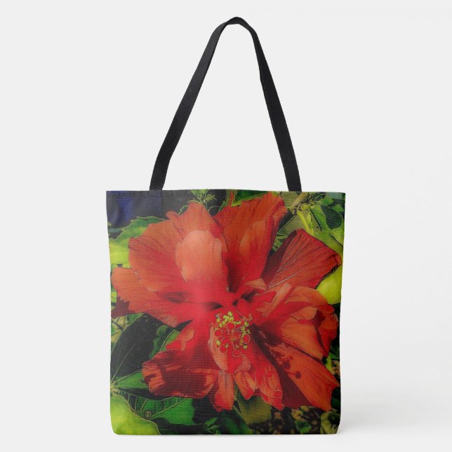 Bolso De Tela Potencia de flor roja (Anverso)