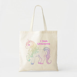 Bolso De Tela Potro coloreado arco iris lindo del unicornio del