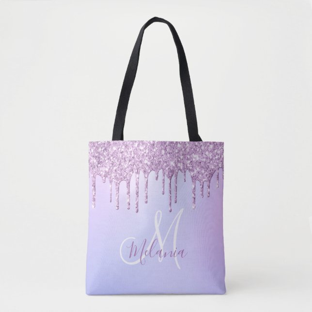 Bolso De Tela Pour de lavanda de goteo púrpura metálica personal (Anverso)