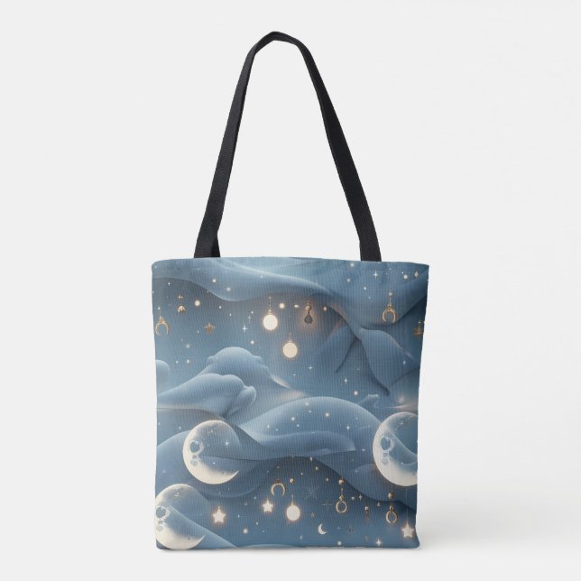 Bolso De Tela Powder Blue Moon Soft Celestial Aesthetic (Reverso)