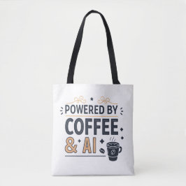 Bolso De Tela Powered by Coffee & AI Retro Tech Vector