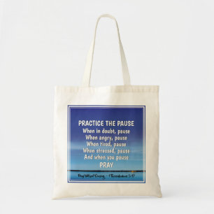 Bolso De Tela PRACTICAR LA PAUSA Azul Pacífico Inspirador