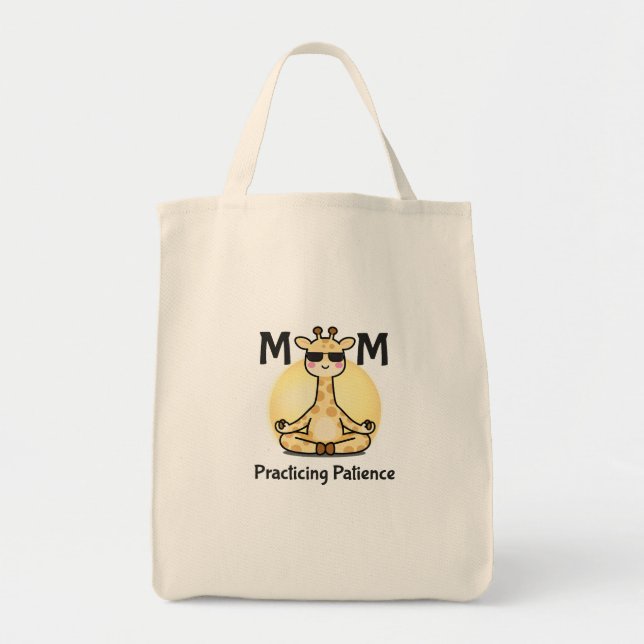 Bolso De Tela Practicing Patience | Funny Zen Giraffe Mom (Frente)