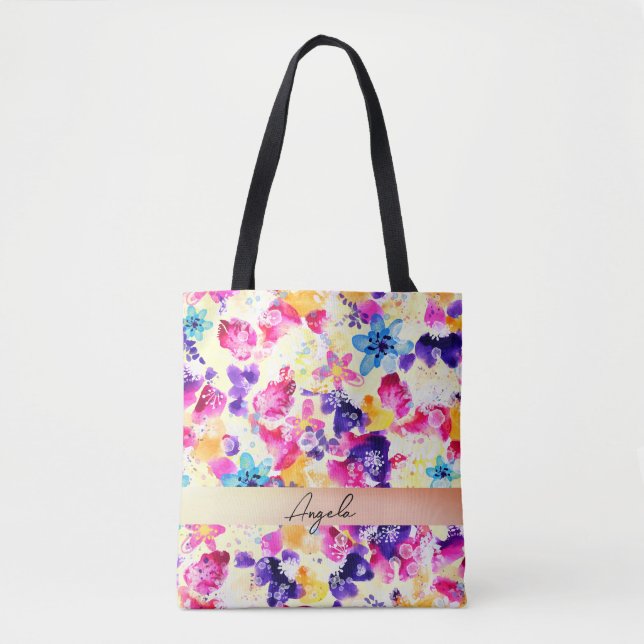 Bolso De Tela Pradera de flores silvestres shabby (Anverso)