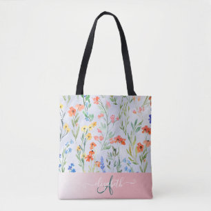 Bolso De Tela Prado de flores silvestres primaverales coloridas 
