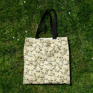 Bolso De Tela Prado Susurrante - Patrón Floral Amarillo Mantequi