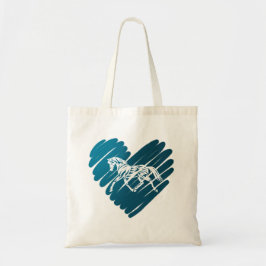 Bolso De Tela Prancing Pony Blue Heart Scribble Design