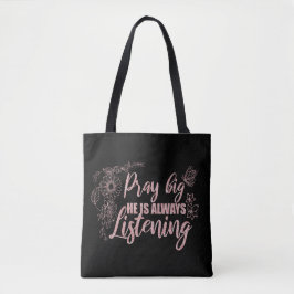 Bolso De Tela Pray Big Quot Black con rosa