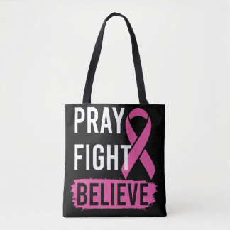 Bolso De Tela Pray Fight Believe Tote