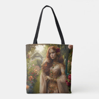 Bolso De Tela Pre-Raphaelite Gilded Woman 2 in Garden