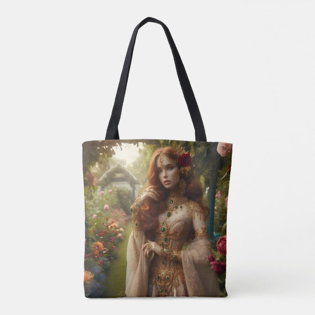 Bolso De Tela Pre-Raphaelite Gilded Woman 2 in Garden (Reverso)