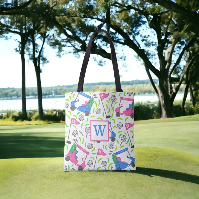 Bolso De Tela Preámbulo de golf verde azul rosa inicial (Subido por el creador)