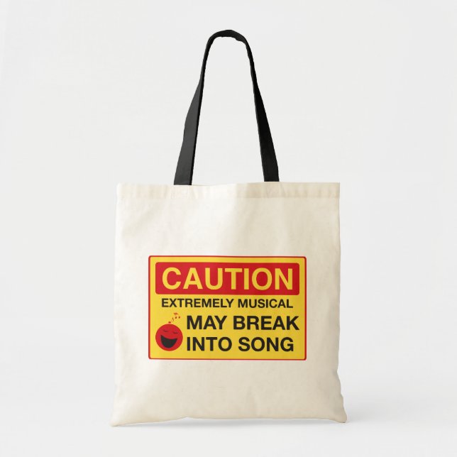 Bolso De Tela Precaución: Extremadamente Musical (Frente)