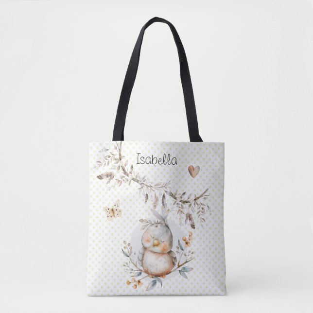 Bolso De Tela Preciosa acuarela de aves para bebés (Anverso)