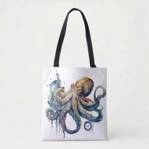Bolso De Tela Precioso pulpo acuarela