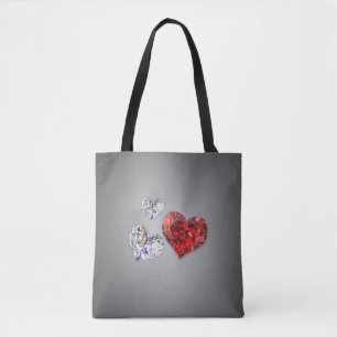 Bolso De Tela Preciosos y elegantes corazones de diamantes