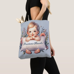 Bolso De Tela Precious Hands Baby Boy Satin Ribbon
