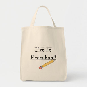 Bolso De Tela Preescolar alineado del papel y del lápiz