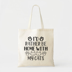 Bolso De Tela Preferiría Estar En Casa Con Mis Gatos