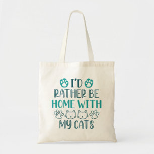 Bolso De Tela Preferiría Estar En Casa Con Mis Gatos