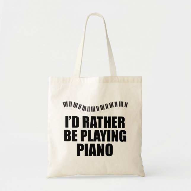Bolso De Tela Preferiría Jugar Piano (Frente)