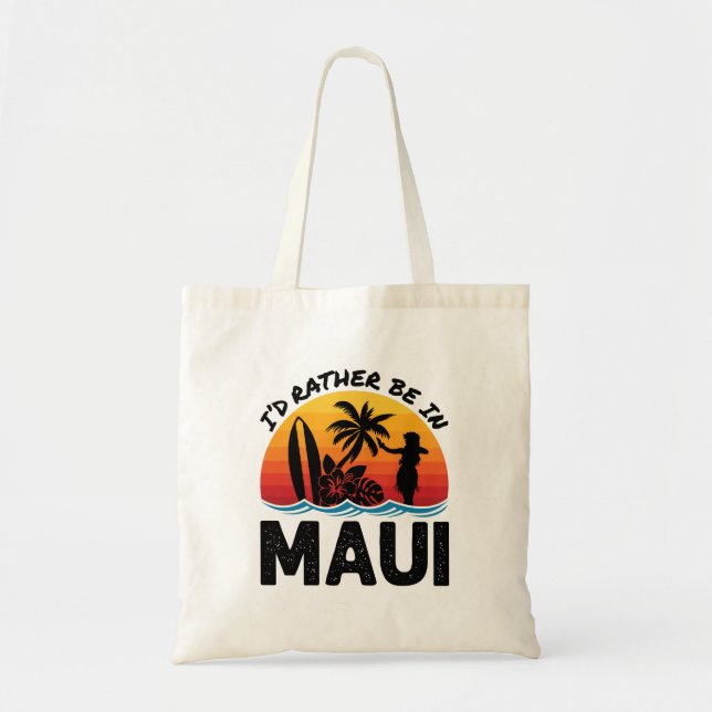 Bolso De Tela Prefiero estar en Maui Hawaii (Frente)