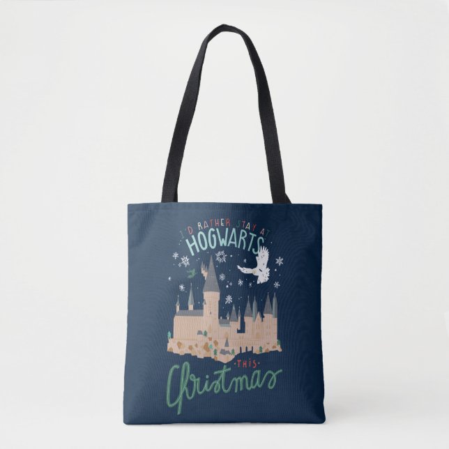 Bolso De Tela Prefiero quedarme en Hogwarts, estos Navidades (Anverso)