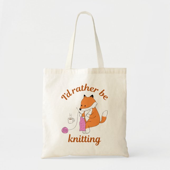 Bolso De Tela Prefiero ser de punto - Fox - Knitting Lover (Frente)