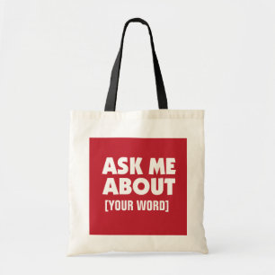 Bolso De Tela Pregúntame sobre con una palabra personalizado en