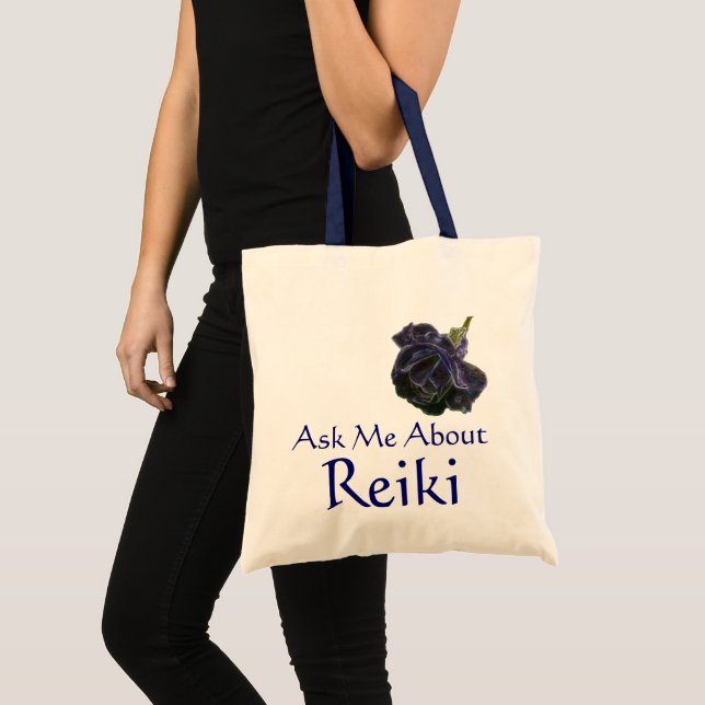 Bolso De Tela Pregúntame sobre el Rosa púrpura de Reiki (Anverso (producto))