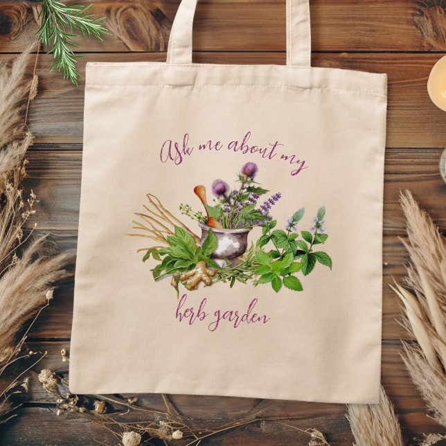 Bolso De Tela Pregúntame sobre mi jardín de hierbas (Subido por el creador)