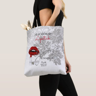 Bolso De Tela Pregúntame sobre mi lápiz labial - Rojo