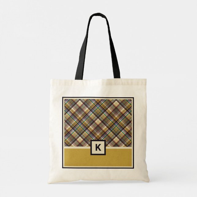 Bolso De Tela Preppy Earth Tones Plaid (Reverso)